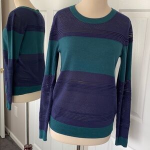 Market & Spruce Quintana Blue Green Colorblock Pullover Small NWT